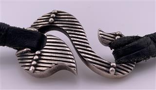 King Baby K42-5179 Sterling Silver & Leather Large Double Wrap 17